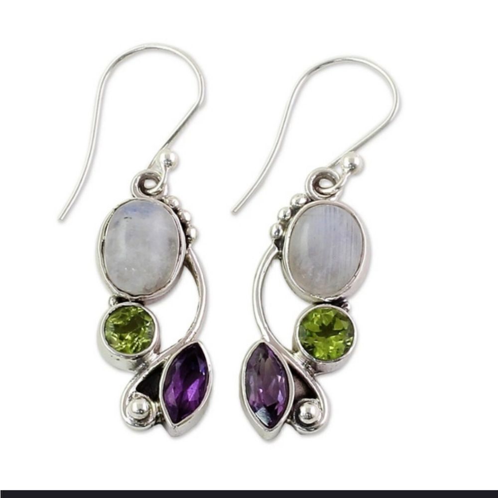New white tiger eye dangle earrings